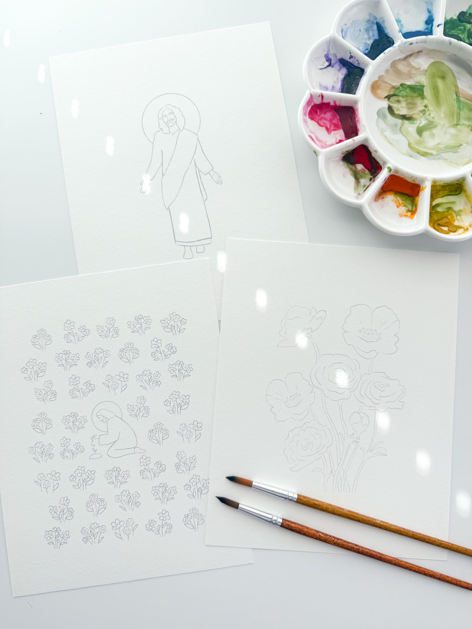 Watercolor Outline Single Pages