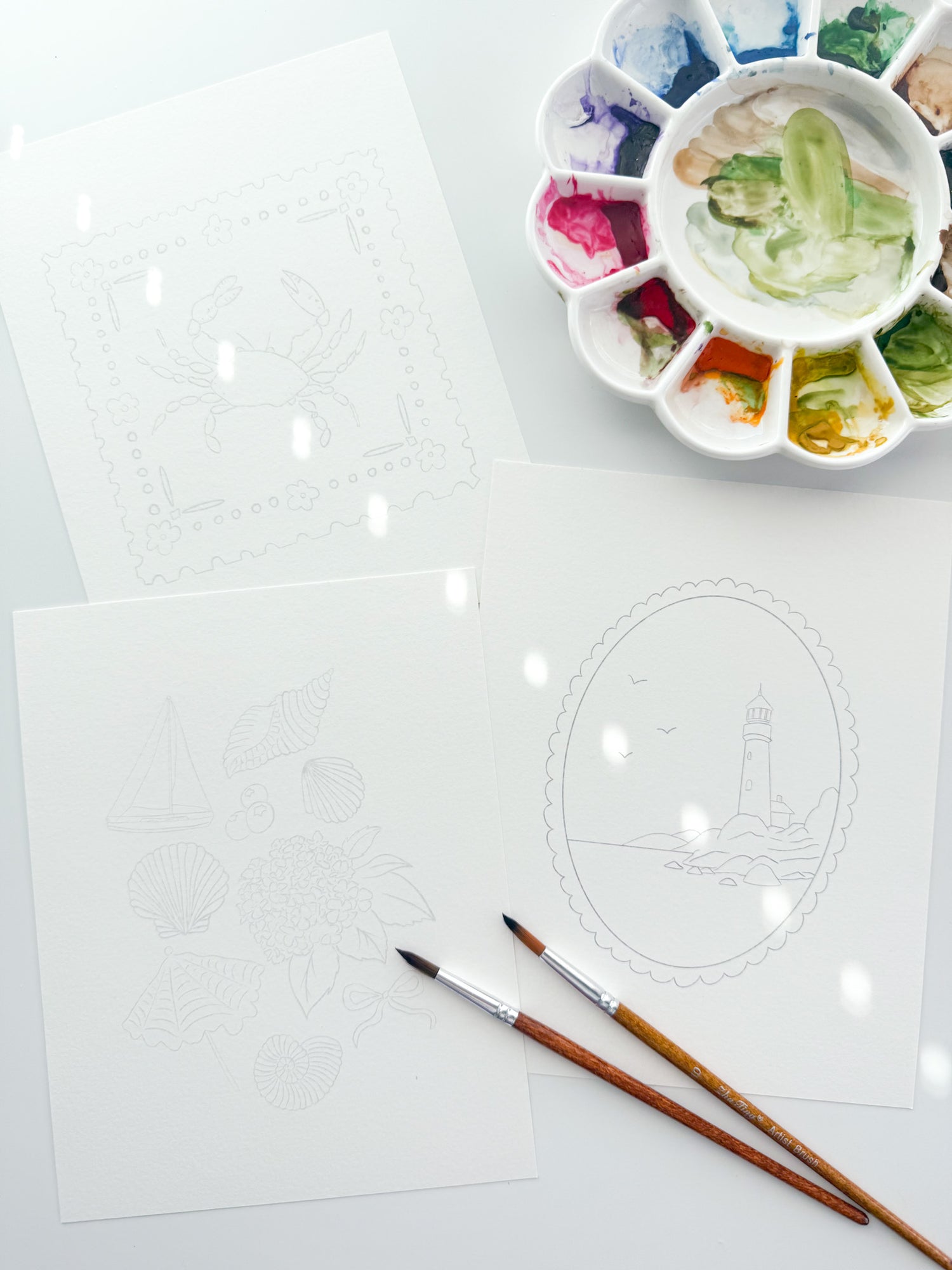 Watercolor Outline Single Pages