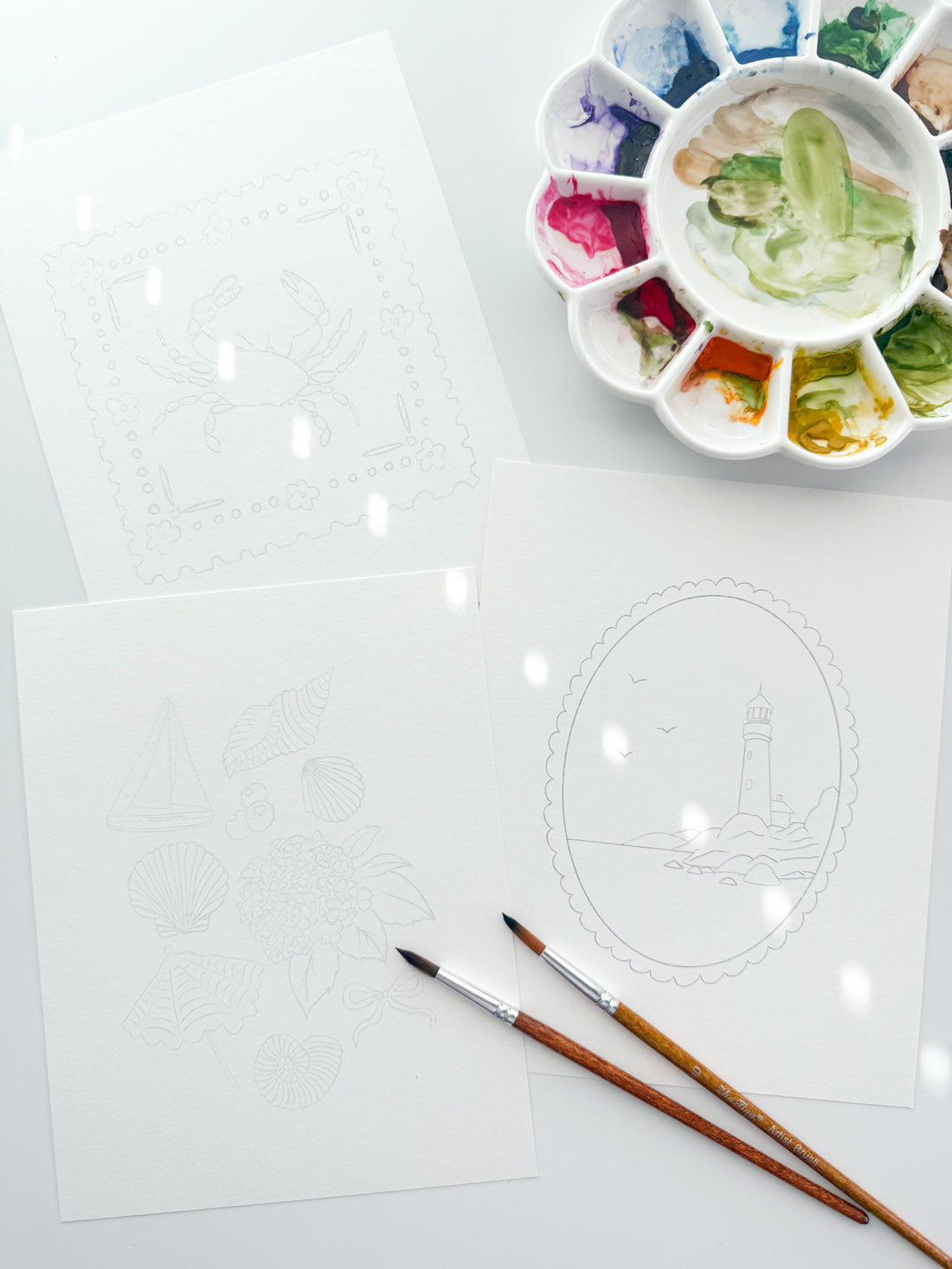 Watercolor Outline Single Pages