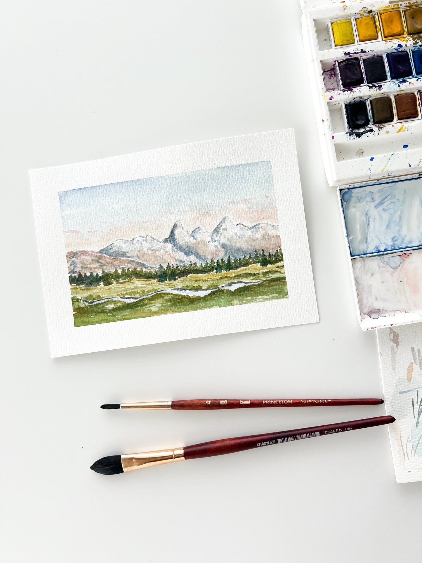 "Purple Mountain Majesties" Original Watercolor (Grand Teton National Park)