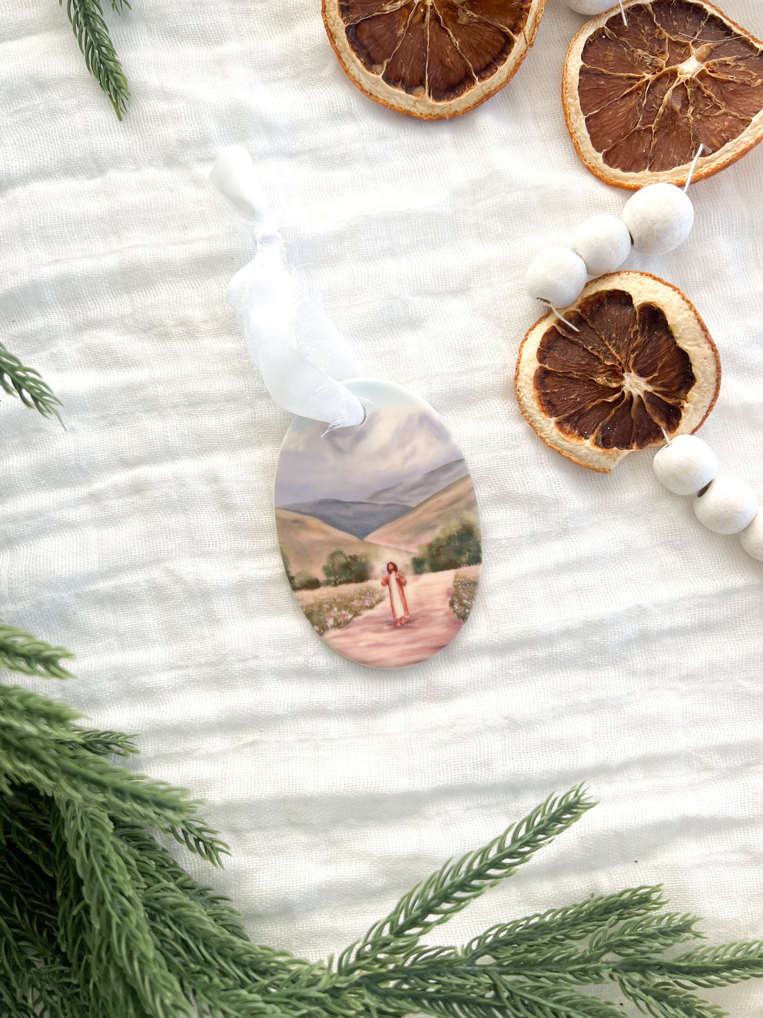 &quot;Through Mountains and Valleys&quot; Heirloom Ceramic Ornament