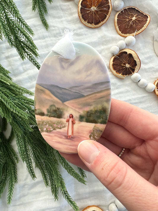 "Through Mountains and Valleys" Heirloom Ceramic Ornament