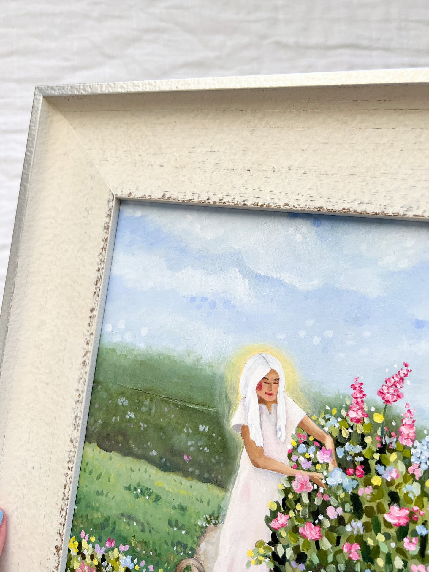 'She Tends To Her Garden' Framed Original Oil Painting