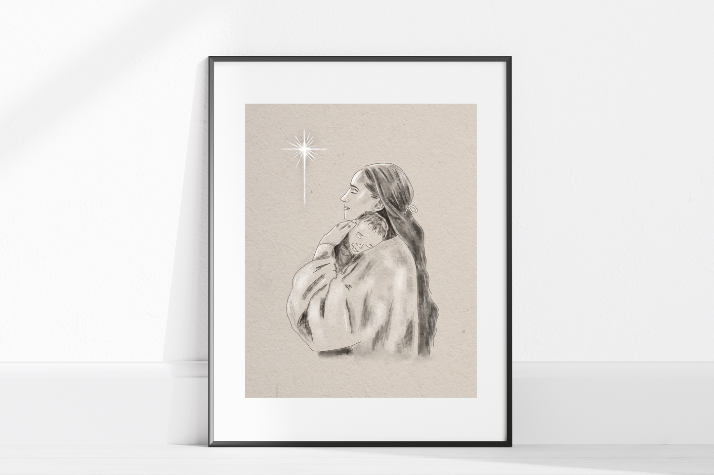 'Mary and Jesus Sketch' Print